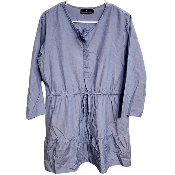 Pomander Place Women's Chambray Lucy Mini Tiered Dress Blue‎ Size M Preppy - Picture 2 of 6